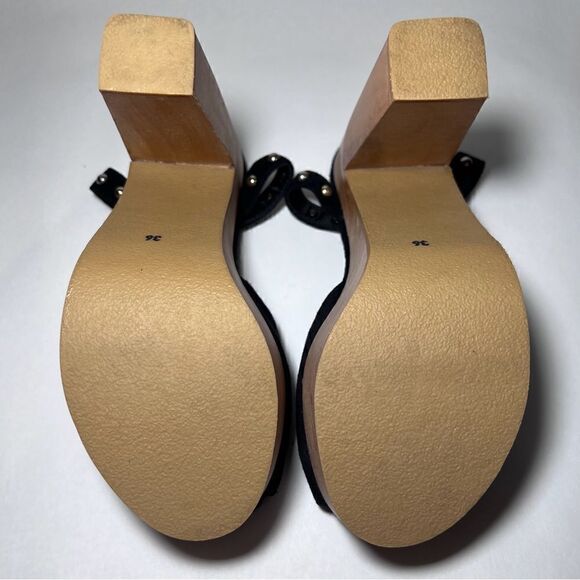 Maje Flash Studded Suede Platform Peep Toe Sandals in Black - Picture 7 of 10